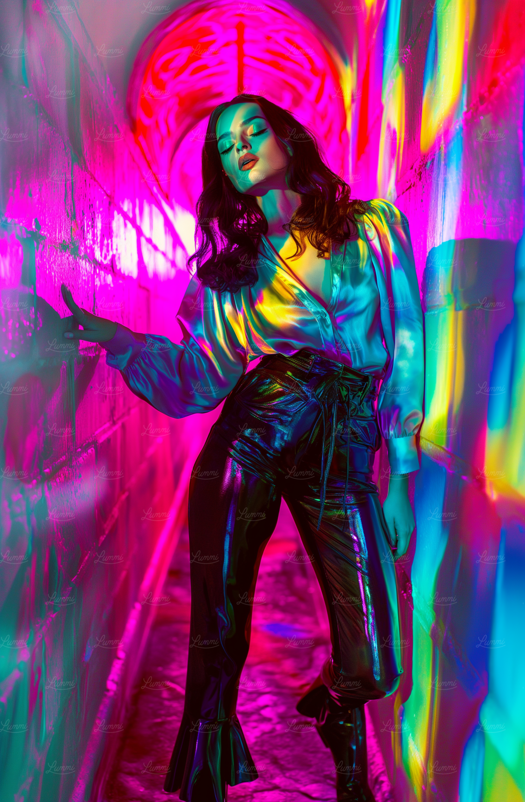 Neon-Glow Fashion Portrait